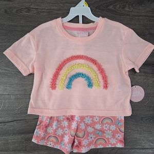 Dots & Dreams Rainbow Girls Pajama Set Size XXS 4/5 NWT